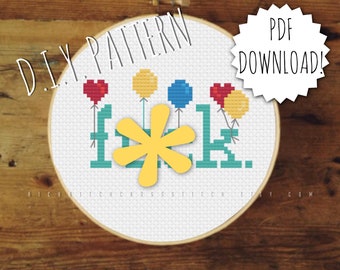 DIY The 'F' Word cross stitch PATTERN. Counted cross stitch pattern. Needlepoint pattern. Embroidery pattern.