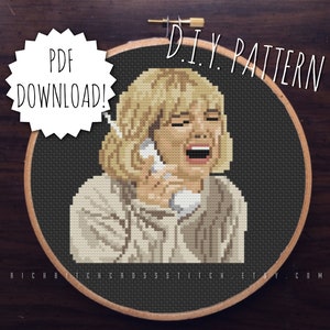 DIY &quot;What&#39;s Your Favorite Scary Movie?&quot; cross stitch PATTERN | Counted cross stitch pattern | Downloadable pattern