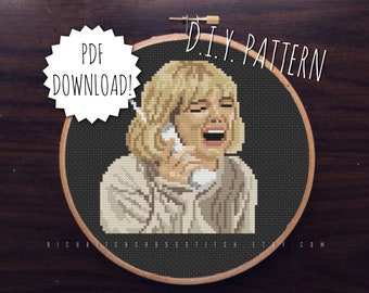 DIY "What's Your Favorite Scary Movie?" cross stitch PATTERN | Counted cross stitch pattern | Downloadable pattern
