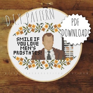 DIY Office Employee &#39;Smile If You Love Mens Prostates&#39; counted cross stitch PATTERN. Funny cross stitch pattern. Embroidery pattern.