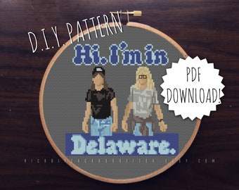 DIY 'Hi. I'm in Delaware' cross stitch PATTERN. Counted cross stitch pattern. Needlepoint pattern. Embroidery pattern.