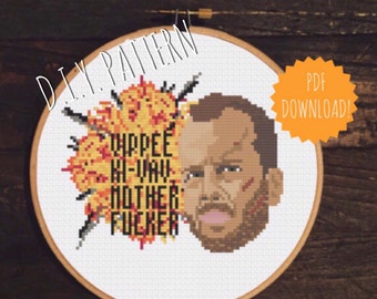 DIY Action Movie Man counted cross stitch PATTERN. Needlepoint pattern. Embroidery pattern.