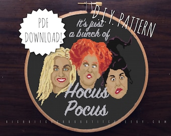 DIY Halloween Witches cross stitch PATTERNS. Counted cross stitch pattern. Needlepoint pattern. Halloween cross stitch pattern.