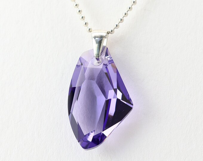 Purple Crystal Necklace, Lead Free Swarovski Crystal, Sterling Silver