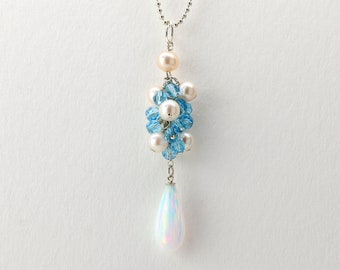 Ready to Ship Handmade Jewelry Necklace for Women Birthday Gift for Her Birthday Jewelry for Women Crystal Jewelry Opal Jewelry