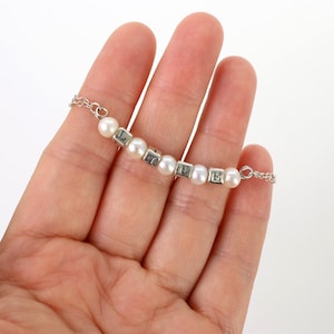 Adjustable Life Bracelet, Sterling Silver, White Fresh Water Pearl