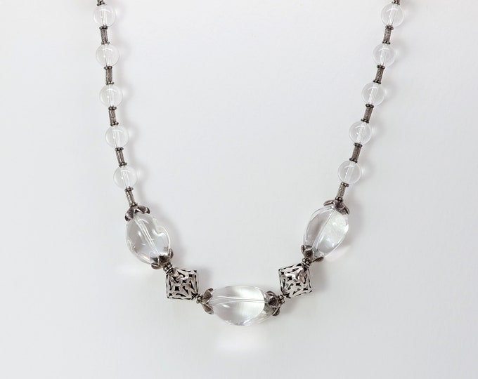 Bold Rocky Crystal Bead Necklace, Rocky Crystal, Sterling Silver