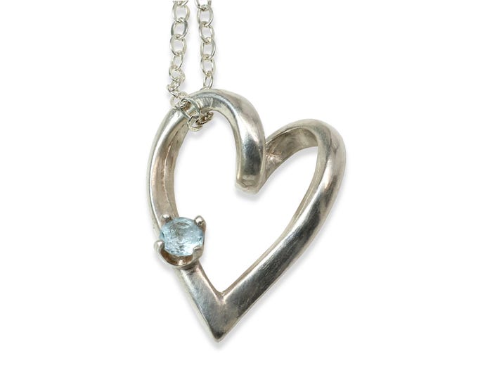 Floating Heart Necklace, Topaz, Sterling Silver