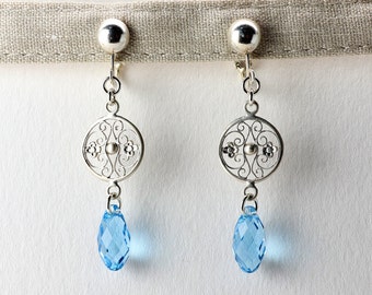 Morning Dew No Piercing Ear Clip, Sterling Silver, Lead Free Swarovski Crystal