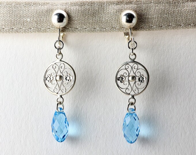 Morning Dew No Piercing Ear Clip, Sterling Silver, Lead Free Swarovski Crystal