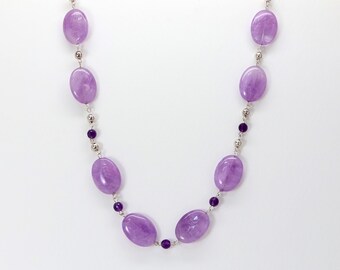Bold Amethyst Bead Necklace, Lavender Amethyst, Royal Purple Amethyst, Sterling Silver