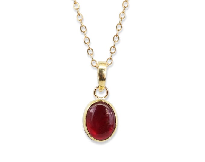 Oval Ruby Pendant, Natural African Ruby, 14k Solid Gold, .925 Sterling Silver
