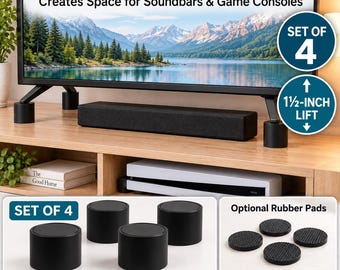 TV Riser Buddy 40mm – Set of 4 Round TV Leg Risers, 1.5-Inch Lift for Soundbar and Game Console Clearance