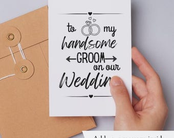 Card for Groom - To My Groom on Our Wedding - Card from Wife - Wedding Day Card - Groom Card - Card for Husband