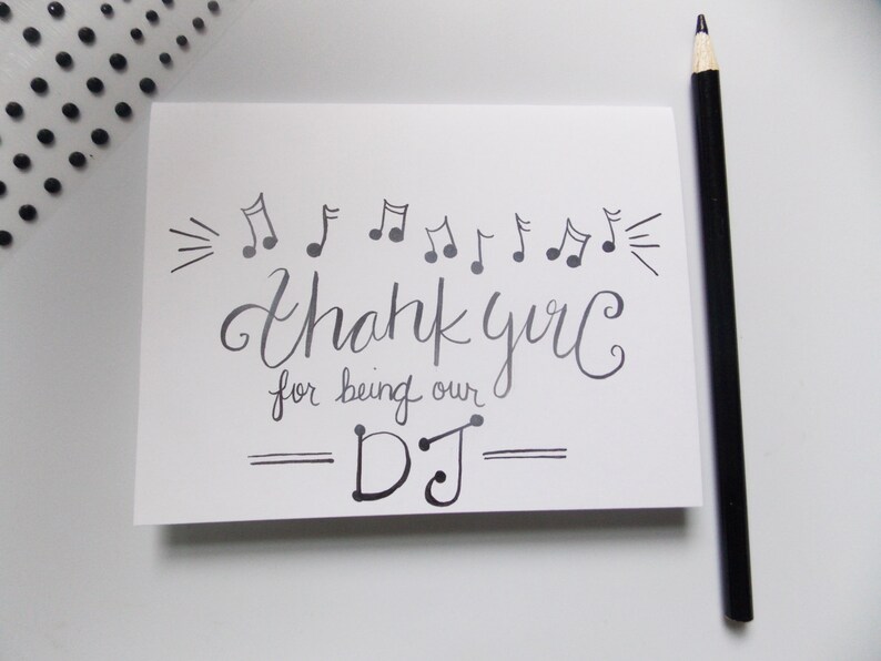 Thank You for Being Our DJ Wedding Thank You Card DJ Thank Etsy