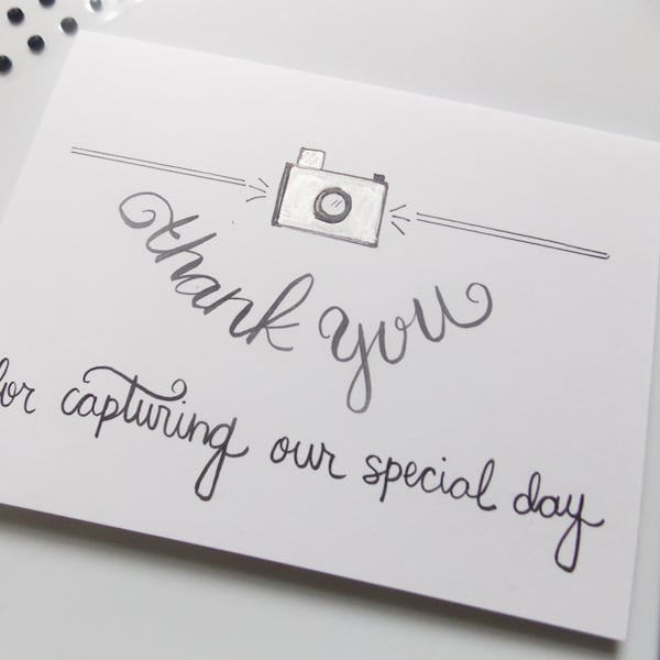 Thank you for being our Photographer Card- Thank You for Capturing our Special Day Card- Photographer Thank You Card - Camera Card