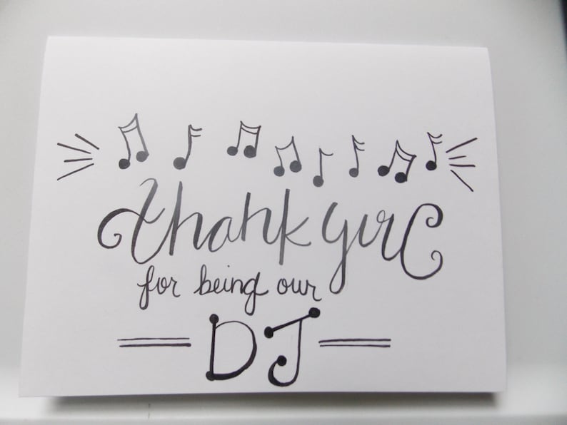 thank you for being our dj wedding thank you card dj thank