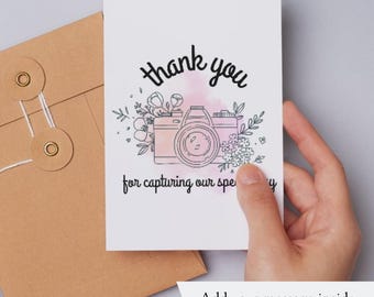 Thank you for being our Photographer Card- Thank You for Capturing our Special Day Card - Wedding Day Card - Card for Photographer