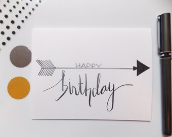 Arrow Birthday Card - Birthday Card - Minimalist Happy Birthday Card - Birthday Card For Her- Simple Birthday Card- Arrow Card