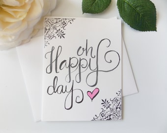 Oh Happy Day Card - Wedding Card - Bridal Shower Card - Engagement Card - Card for Bride - Card for Husband - Wedding Day Card