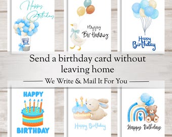 Baby Boy Birthday Card – Sent For You - Handwritten Message - Mailed For You