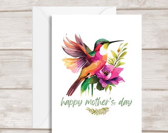 Hummingbird Mother’s Day Card for Mom – Beautiful Floral Card for Grandma or Wife – Thoughtful Gift for Her – Elegant Keepsake Card