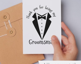 Thank you For Being My Groomsman Card - Wedding Day Card - Wedding Party Card - Thank you Card - Best Man Card - Groomsman Gift