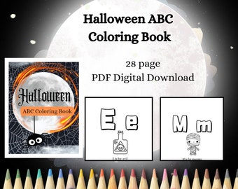 Halloween ABC Coloring Book - Alphabet Coloring Book - Preschool - Letter Recognition - Halloween Coloring Book  - Letter Practice