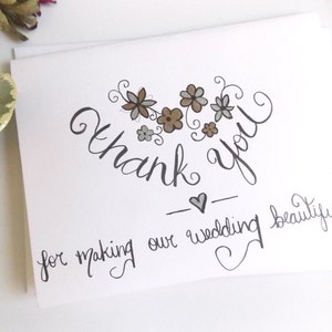 Florist Thank You Card -Wedding Thank You Card -Thank You for Making our Wedding Beautiful  - Thank You Card - Bridal Shower Thank You Cards