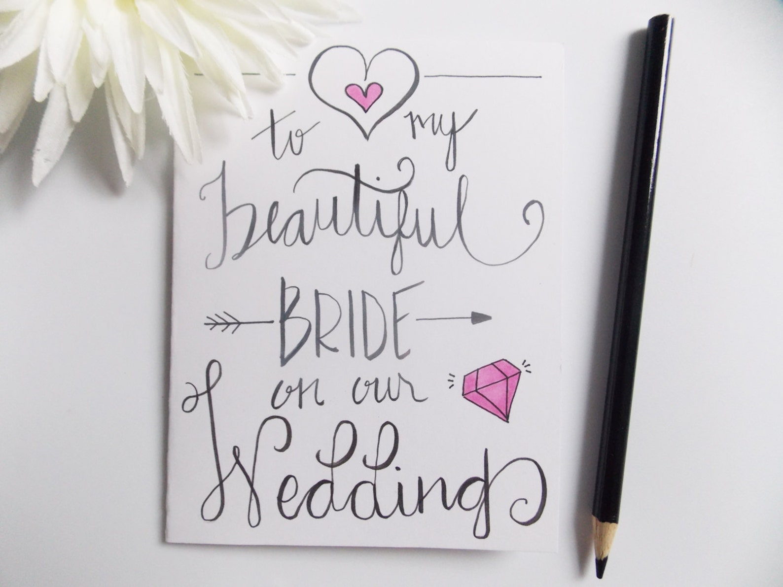 Card for Bride to My Beautiful Bride on Our Wedding Card Etsy