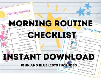 Morning Routine Chart - School Morning Checklist - Instant Download - School Day Routine Chart - List - Boy and Girl - PDF - PNG