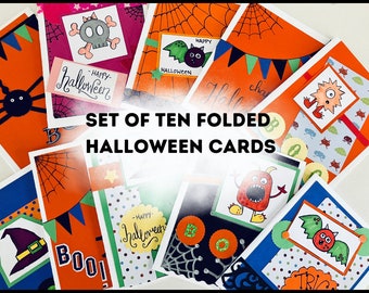 Happy Halloween Card Set - Halloween Cards - Halloween Cards Set of Ten - Greeting Cards - Assorted Halloween Cards -