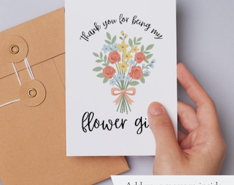 Thank you For Being My Flower Girl Card - Card for Flower Girl - Thank you Card - Wedding Day Card - Card for Bridal Party