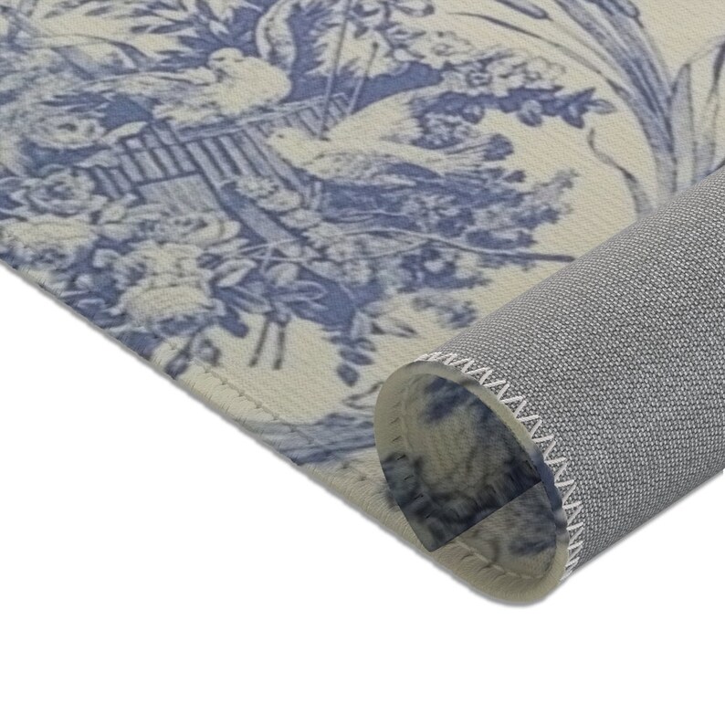 Victorian Blue Toile Area Rugs Etsy