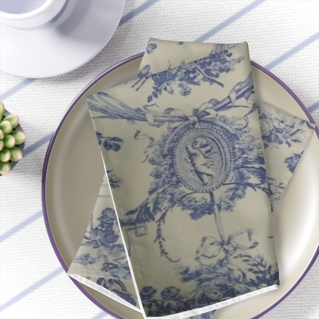 Victorian Blue Toile Napkins Etsy