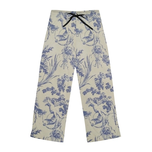 Pantalon de pyjama bleu victorien en toile pour femmes