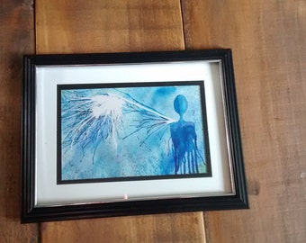 Angel's Wing  4x6 Watercolor Painting Print Heaven Splash Artwork Piece postcard size