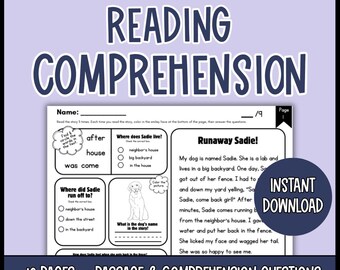 1st Grade Comprehension with questions, Reading Practice, Decodable Stories