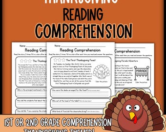 Thanksgiving Reading Comprehension Pack: 1st & 2nd Grade Literacy