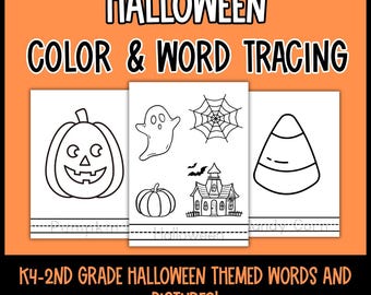 Halloween Color & Word Tracing Sheets: October Theme (Digital Download)