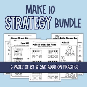 Make 10 Addition Worksheets: 1st-2nd Grade Math (10 Pages) - Etsy