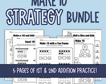 Make 10 Addition Worksheets: 1st-2nd Grade Math (10 Pages)