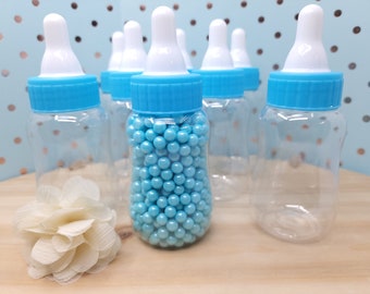 12 Baby Shower Bottles Party Favors for baby shower for baby boys (mlkbott-500-blu)