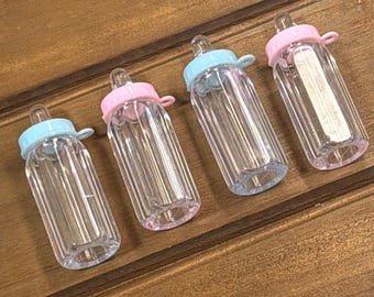 Baby Milk Bottle Charms, Pink or Blue Baby Shower Favors, Gender Reveal, Baby Shower Games, Qty 6 bottles.
