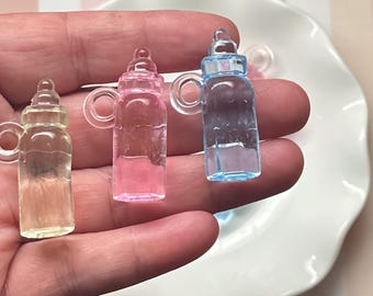 Acrylic Baby Bottle Charms (1.5") - Baby Shower Favors - DIY Necklace - 1-Dozen