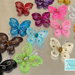Nylon Ivory Butterflies scrap booking card embellishments baby shower bridal shower weddings (12pcs)