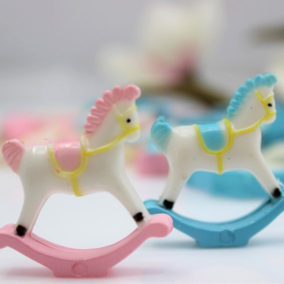 Mini Rocking Horse Embellishments - 12 Baby Shower Favors