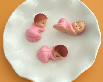 Small Sleeping Baby Figurines – Pink Shower Decorations (Set of 12)