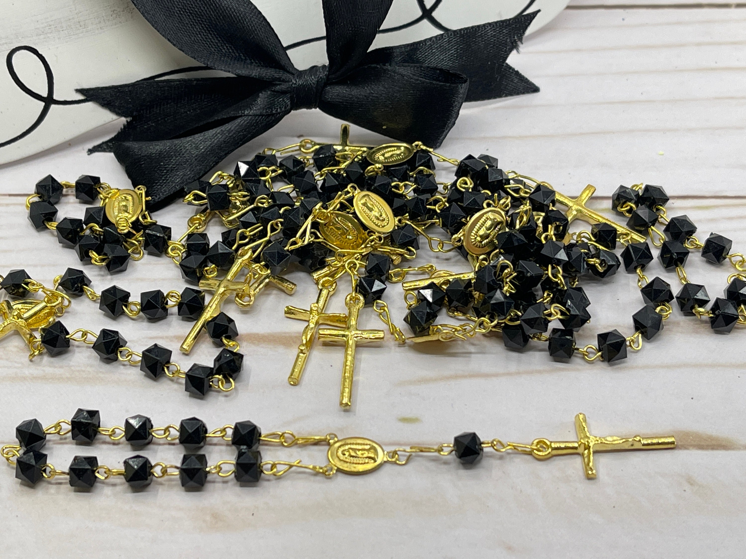 3.5 Gold Miniature Rose Bead Rosaries - Pack of 100 Mini Rosary Favors -  CB Flowers & Crafts