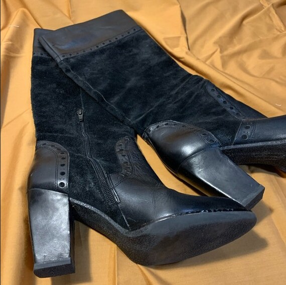 Franco Sarto Black Suede Leather Boots - image 3